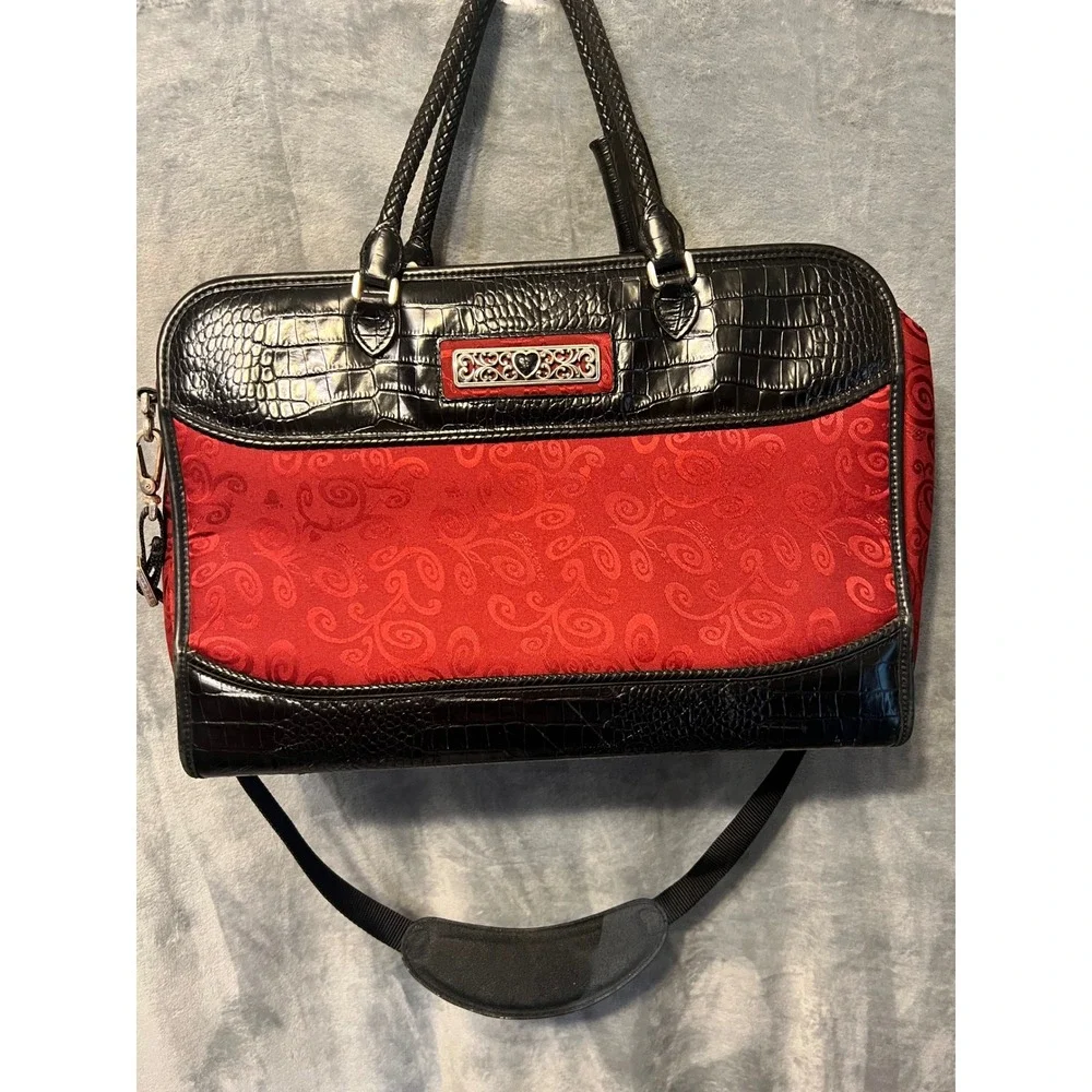 Retired Brighton Red Black Croc Print Laptop Travel Bag Weekender Carryall